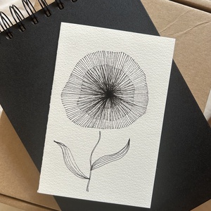 Kézzel készült rajzol Üdvözlőlap Zentangle zendoodle virág virágos képeslap vonalrajz - Meska.hu