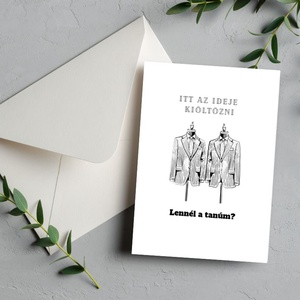 Minimál stílusú esküvői tanú felkérő lap üdvözlőlap képeslap, Esküvő, Meghívó & Kártya, Meghívó, Fotó, grafika, rajz, illusztráció, MESKA