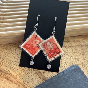 Régi vintage bélyeg fülbevaló - Meska.hu