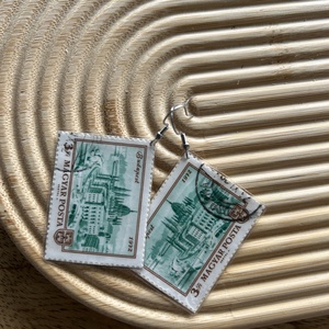 Régi vintage bélyeg fülbevaló Budapest - Meska.hu