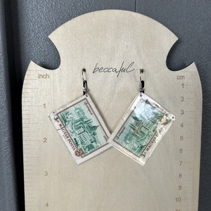 Régi vintage bélyeg fülbevaló Budapest - ékszer - fülbevaló - lógó fülbevaló - Meska.hu