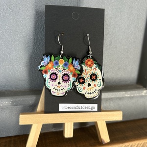 Sugarskull koponya koponyás halloween fülbevaló - Meska.hu
