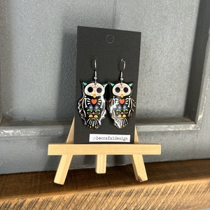 Sugarskull koponya koponyás bagoly halloween fülbevaló - Meska.hu