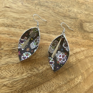 Sugarskull koponya koponyás halloween fülbevaló műbőr - otthon & életmód - dekoráció - halloween - halloweeni ékszerek - Meska.hu