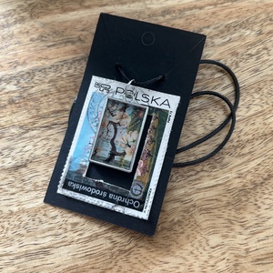Régi vintage bélyeg nyaklánc cseresznyevirág, Ékszer, Nyaklánc, Medálos nyaklánc, Papírművészet, Ékszerkészítés, MESKA