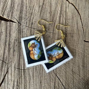 Régi vintage bélyeg fülbevaló szarvas szarvasos, Ékszer, Fülbevaló, Lógó fülbevaló, Papírművészet, Ékszerkészítés, MESKA