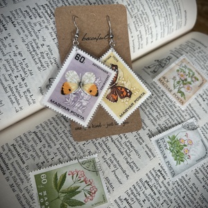 Régi vintage bélyeg fülbevaló pillangós - Meska.hu
