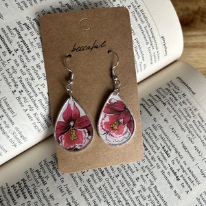 Könyv könyvlapos lógó fülbevaló virág orchidea - Meska.hu