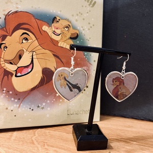 Oroszlánkirály szív formájú fülbevaló, Ékszer, Fülbevaló, Lógó fülbevaló, Ékszerkészítés, MESKA