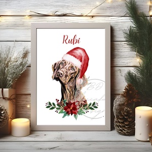 Saját fotóból, Kutya, Macska, kép, portré, egyedi, A4, karácsony, karácsonyi - Meska.hu