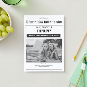 Újság, újságos, tanú felkérő, koszorúslány felkérő, egyedi, kép, képpel, fényképes, Esküvő, Meghívó & Kártya, Koszorúslány felkérő, Fotó, grafika, rajz, illusztráció, MESKA