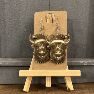 Karácsonyi karácsonyfa karácsony fa fülbevaló skót felföldi marha, Ékszer, Fülbevaló, Lógó fülbevaló, Ékszerkészítés, Famegmunkálás, MESKA