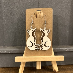 Róka fa fülbevaló, Ékszer, Fülbevaló, Lógó fülbevaló, Ékszerkészítés, Famegmunkálás, MESKA