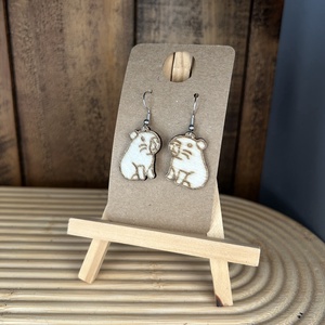 Kapibara fa fülbevaló minimalista, Ékszer, Fülbevaló, Lógó fülbevaló, Ékszerkészítés, Famegmunkálás, MESKA