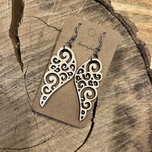 Angyal angyalszárny karácsony karácsonyi fülbevaló besugós pötty, Karácsony, Karácsonyi ruházat, Karácsonyi ruha kiegészítők, Famegmunkálás, Ékszerkészítés, MESKA