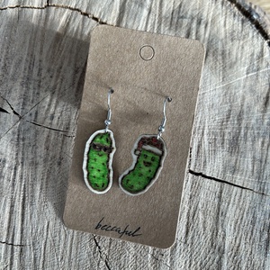 Uborka karácsony karácsonyi fülbevaló, Karácsony, Karácsonyi ruházat, Karácsonyi ruha kiegészítők, Famegmunkálás, Ékszerkészítés, MESKA