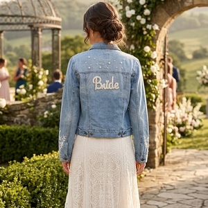 Bride gyöngyös farmerdzseki, Esküvő, Ruha, Menyasszonyi ruha, Újrahasznosított alapanyagból készült termékek, MESKA