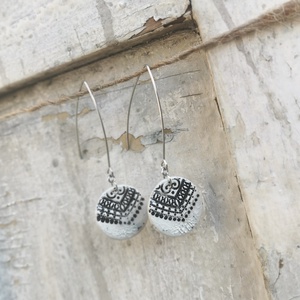 Rusztikus és elegáns kerámia fülbevaló, Ékszer, Fülbevaló, Lógó fülbevaló, Agyagozás, Ékszerkészítés, MESKA