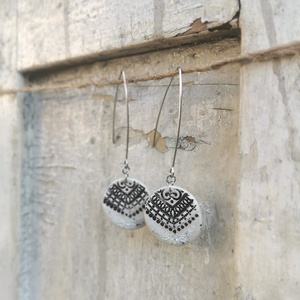 Rusztikus és elegáns kerámia fülbevaló - ékszer - fülbevaló - lógó fülbevaló - Meska.hu