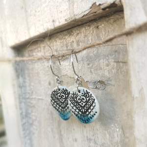 Rusztikus, kézzel készített kerámia fülbevaló - ékszer - fülbevaló - lógó fülbevaló - Meska.hu