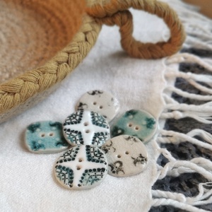 KERÁMIA GOMBOK - kézzel készült, vegyes 6 db-os csomag - kellékek & szerszámok - rövidáru - gomb - kerámia gomb - Meska.hu