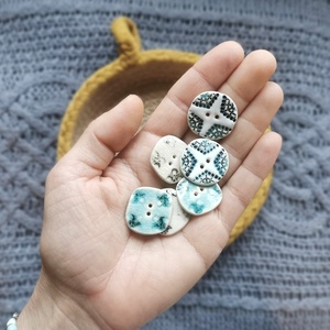 KERÁMIA GOMBOK - kézzel készült, vegyes 6 db-os csomag, Kellékek & szerszámok, Rövidáru, Gomb, Kerámia gomb, Agyagozás, MESKA