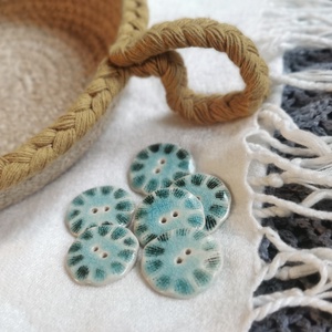 KERÁMIA GOMBOK - Kék Medúza 6 db-os csomag - kellékek & szerszámok - rövidáru - gomb - kerámia gomb - Meska.hu