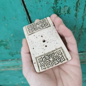 Kerámia szappantartó - krémfehér, natúr színvilág, Otthon & Életmód, Fürdőszoba, Szappantartó, Agyagozás, MESKA