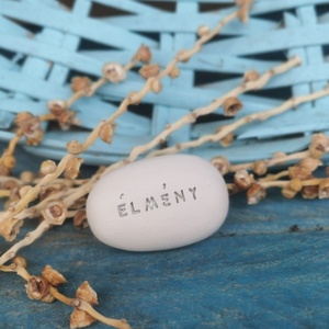 ÉLMÉNY - Kerámia Varázskavics üzenettel, motivációs felirattal - esküvő - emlék & ajándék - köszönőajándék - Meska.hu