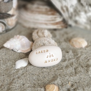 ÉREZD JÓL MAGAD - Kerámia Varázskavics üzenettel, motivációs felirattal, Esküvő, Emlék & Ajándék, Köszönőajándék, , MESKA