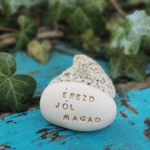 ÉREZD JÓL MAGAD - Kerámia Varázskavics üzenettel, motivációs felirattal - esküvő - emlék & ajándék - köszönőajándék - Meska.hu