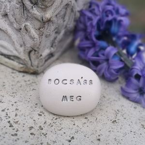 BOCSÁSS MEG - Kerámia Varázskavics üzenettel, motivációs felirattal, Esküvő, Emlék & Ajándék, Köszönőajándék, , MESKA