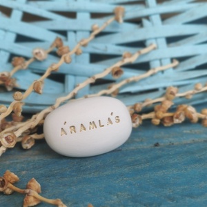 ÁRAMLÁS - Kerámia Varázskavics üzenettel, motivációs felirattal - esküvő - emlék & ajándék - köszönőajándék - Meska.hu