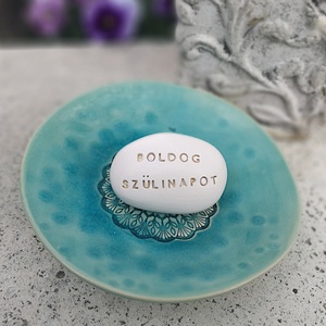 BOLDOG SZÜLINAPOT - Kerámia Varázskavics üzenettel, motivációs felirattal - esküvő - emlék & ajándék - köszönőajándék - Meska.hu