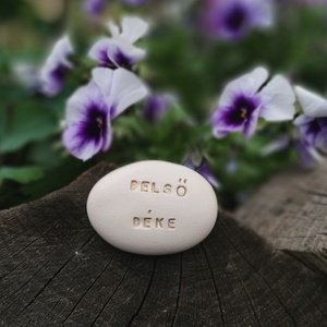 BELSŐ BÉKE - Kerámia Varázskavics üzenettel, motivációs felirattal - esküvő - emlék & ajándék - köszönőajándék - Meska.hu