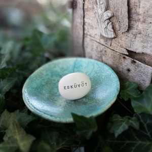 ESKÜVŐ? - Kerámia Varázskavics üzenettel, motivációs felirattal - esküvő - emlék & ajándék - köszönőajándék - Meska.hu