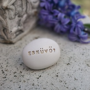 ESKÜVŐ? - Kerámia Varázskavics üzenettel, motivációs felirattal, Esküvő, Emlék & Ajándék, Köszönőajándék, , MESKA