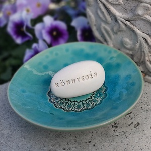 KÖNNYEDÉN - Kerámia Varázskavics üzenettel, motivációs felirattal - esküvő - emlék & ajándék - köszönőajándék - Meska.hu