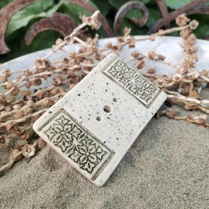 Kerámia szappantartó - Krém színű, apró pöttyökkel,rusztikus mintával - otthon & életmód - fürdőszoba - szappantartó - Meska.hu