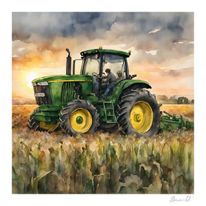John Deere Traktor  Akvarell Illusztráció (A3-as méretben) - Meska.hu