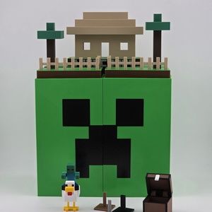 Minecraft Kinder Joy figuratartó állvány kinyitható Creeper verzió ajándék figuratalp és kártya tartó láda - otthon & életmód - tárolás & rendszerezés - íróasztali tároló - Meska.hu