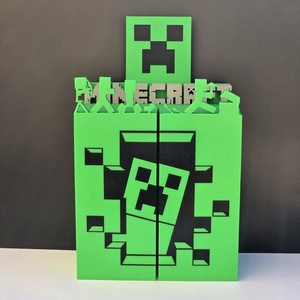Minecraft Kinder Joy figuratartó kinyitható, variálható névtáblákkal - otthon & életmód - tárolás & rendszerezés - íróasztali tároló - Meska.hu