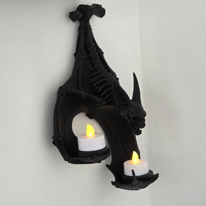 Halloween dekoráció � Csontváz denevér, falra akasztható mécsestartó - otthon & életmód - dekoráció - halloween - halloweeni lámpás - Meska.hu
