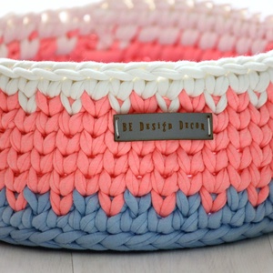 Horgolt szines kosár - otthon & életmód - tárolás & rendszerezés - tárolókosár - Meska.hu