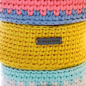 Horgolt szines kosár - Meska.hu