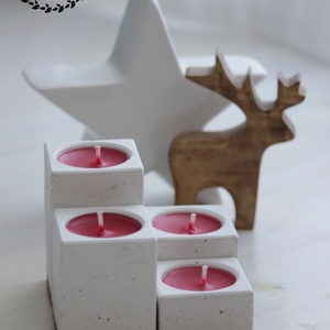 Beton adventi 4-es mécsestartó szett - otthon & életmód - gyertya, illat, aroma - mécses és mécsestartó - Meska.hu