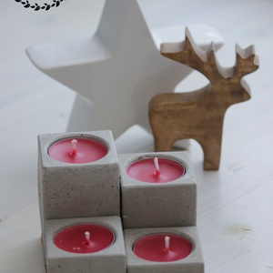 Beton adventi 4-es mécsestartó szett - otthon & életmód - gyertya, illat, aroma - mécses és mécsestartó - Meska.hu