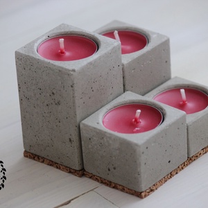 Beton adventi 4-es mécsestartó szett - otthon & életmód - gyertya, illat, aroma - mécses és mécsestartó - Meska.hu