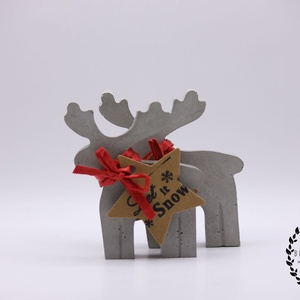 Karácsonyi Beton Szarvas  - karácsony - karácsonyi lakásdekoráció - ünnepi asztaldekoráció - Meska.hu