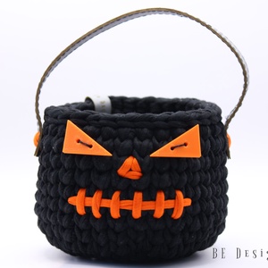 Horgolt halloween kosár - otthon & életmód - dekoráció - halloween - halloweeni dekoráció - Meska.hu